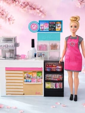 Barbie Café Playset Doll with Pink Apron